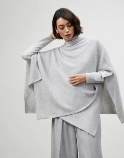 Cashmere Wrap -Chic Daily Fashion a1067 knty grey heather full