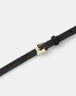 Nappa Leather L Beam Skinny Belt -Chic Daily Fashion a1877 bltx black detail