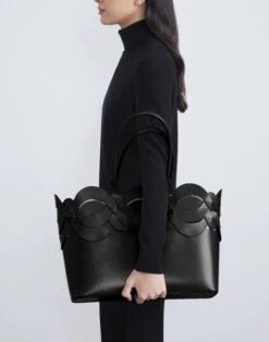 Vachetta Leather 8 Knot Tote—Large -Chic Daily Fashion a2061 hgbx black full