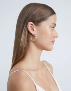 Woven 8 Knot Hoop Earrings -Chic Daily Fashion a2217 jryx pale gold detail