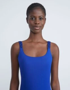 L148 Swim Reversible One-Piece -Chic Daily Fashion a2245 swimx lapis blue multi detail