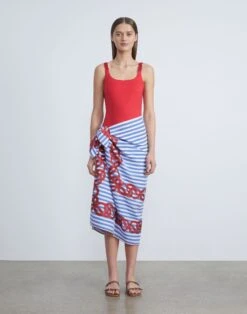 8 Knot Link Print Pareo -Chic Daily Fashion a2261 wvnx lapis blue multi full