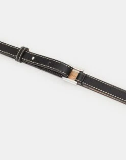 Italian Vachetta Leather Skinny Belt -Chic Daily Fashion a2280 bltx black detail