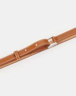 Italian Vachetta Leather Skinny Belt -Chic Daily Fashion a2280 bltx copper detail