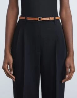 Italian Vachetta Leather Skinny Belt -Chic Daily Fashion a2280 bltx copper full