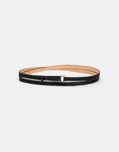 Vachetta Leather Double Wrap Belt -Chic Daily Fashion a2281 bltx black