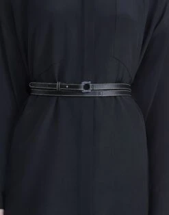 Vachetta Leather Double Wrap Belt -Chic Daily Fashion a2281 bltx black full