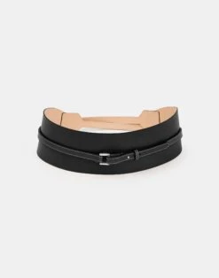 Vachetta Leather Obi Belt -Chic Daily Fashion a2282 bltx black