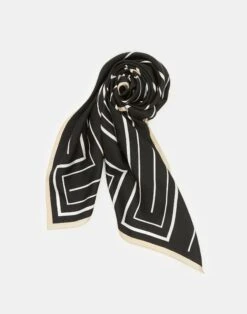 L Beam Stripe Silk Twill Scarf -Chic Daily Fashion a2288 wvnx black multi other