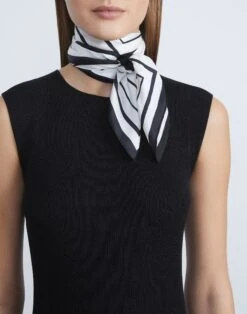 L Beam Stripe Silk Twill Scarf -Chic Daily Fashion a2288 wvnx cloud multi full