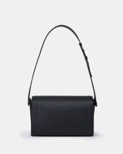 Calfskin Leather & Suede Saddle Bag—Medium -Chic Daily Fashion a2343 hgbx black back