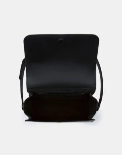 Calfskin Leather & Suede Saddle Bag—Medium -Chic Daily Fashion a2343 hgbx black detail