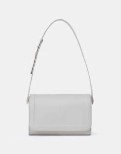 Calfskin Leather & Suede Saddle Bag—Medium -Chic Daily Fashion a2343 hgbx pale grey