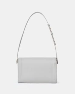 Calfskin Leather & Suede Saddle Bag—Medium -Chic Daily Fashion a2343 hgbx pale grey back