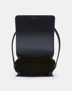 Calfskin Leather & Suede Saddle Bag—Mini -Chic Daily Fashion a2344 hgbx black detail