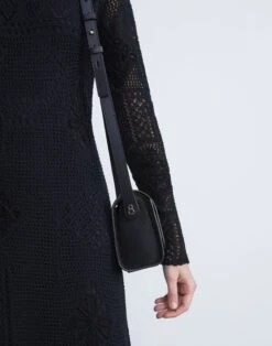 Calfskin Leather & Suede Saddle Bag—Mini -Chic Daily Fashion a2344 hgbx black full2