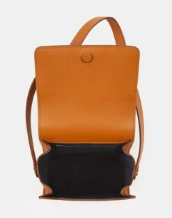 Calfskin Leather & Suede Saddle Bag—Mini -Chic Daily Fashion a2344 hgbx copper detail