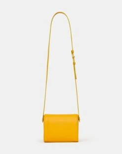 Calfskin Leather & Suede Saddle Bag—Mini -Chic Daily Fashion a2344 hgbx golden yellow back