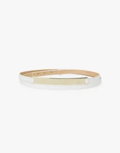 Nappa Leather Metal Plate Double Wrap Belt -Chic Daily Fashion a2407 bltx white