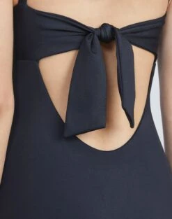 L148 Swim Twisted Front One Piece -Chic Daily Fashion a2433 swimx black detail2