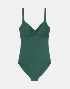 L148 Swim Twisted Front One Piece -Chic Daily Fashion a2433 swimx chive flat