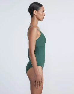 L148 Swim Twisted Front One Piece -Chic Daily Fashion a2433 swimx chive other