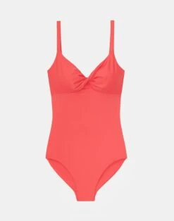 L148 Swim Twisted Front One Piece -Chic Daily Fashion a2433 swimx vibrant coral flat