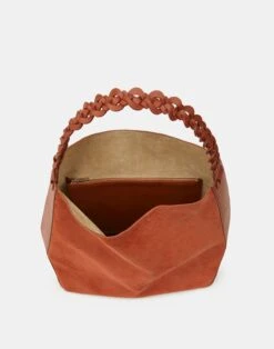Suede & Calfskin Leather 8 Knot Hobo—Large 22 Suede & Calfskin Leather 8 Knot Hobo—Large -Chic Daily Fashion a2436 hgbx amber brown detail
