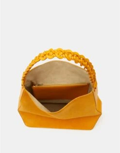 Suede & Calfskin Leather 8 Knot Hobo—Large 29 Suede & Calfskin Leather 8 Knot Hobo—Large -Chic Daily Fashion a2436 hgbx golden yellow detail