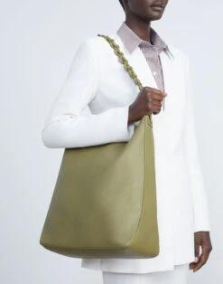 Grained Calfskin Leather 8 Knot Hobo—Large 23 Grained Calfskin Leather 8 Knot Hobo—Large -Chic Daily Fashion a2439 hgbx chive full2