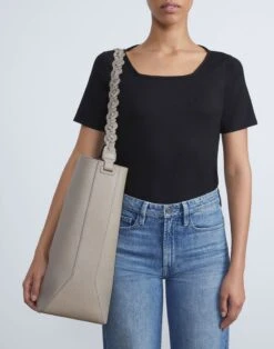 Grained Calfskin Leather 8 Knot Hobo—Large 36 Grained Calfskin Leather 8 Knot Hobo—Large -Chic Daily Fashion a2439 hgbx taupe full