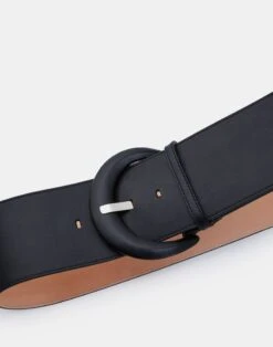 Soft Calfskin Leather Buckle Belt -Chic Daily Fashion a2450 bltx black detail