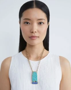 Découpé Semi-Precious Stone Pendant Necklace -Chic Daily Fashion a2483 jryx pale gold multi other