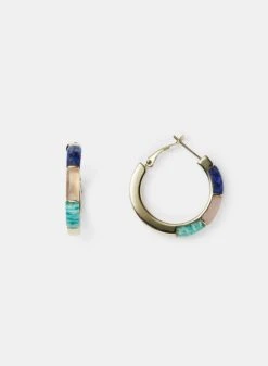 Découpé Semi-Precious Stone Hoop Earrings