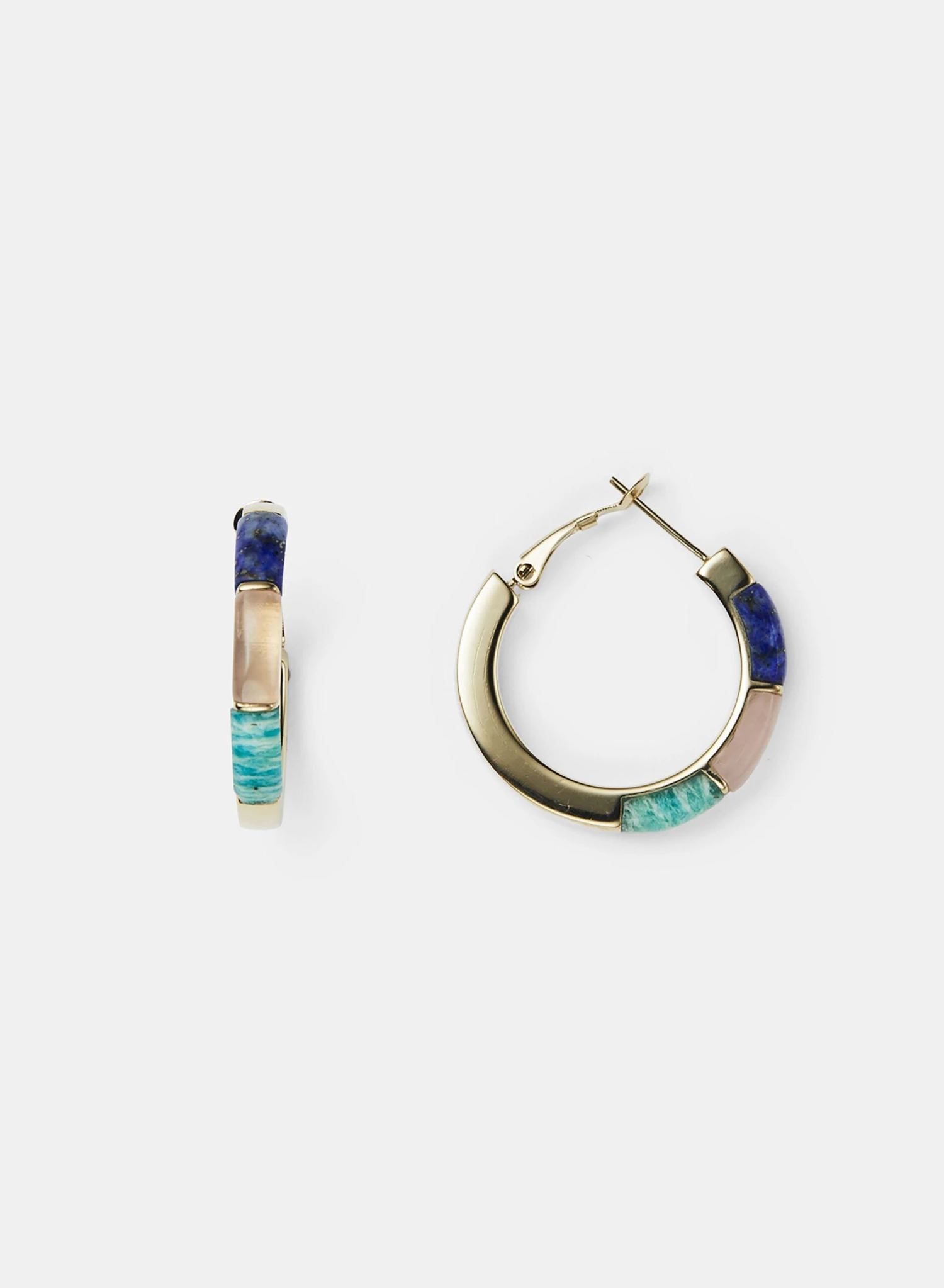 Découpé Semi-Precious Stone Hoop Earrings 1 Découpé Semi-Precious Stone Hoop Earrings