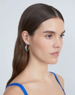 Découpé Semi-Precious Stone Hoop Earrings 5 Découpé Semi-Precious Stone Hoop Earrings -Chic Daily Fashion a2485 jryx pale gold multi other