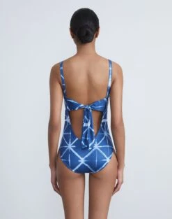L148 Swim Shibori Print Twisted Front One Piece -Chic Daily Fashion a2509 swimx parisian blue multi back