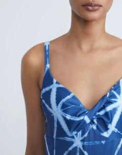 L148 Swim Shibori Print Twisted Front One Piece -Chic Daily Fashion a2509 swimx parisian blue multi detail