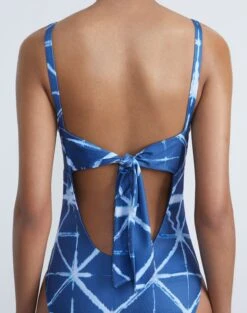 L148 Swim Shibori Print Twisted Front One Piece -Chic Daily Fashion a2509 swimx parisian blue multi detail2