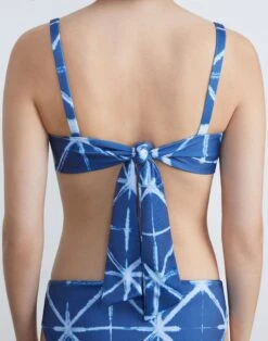 L148 Swim Shibori Print Twisted Bikini Bralette -Chic Daily Fashion a2510 swimx parisian blue multi detail2