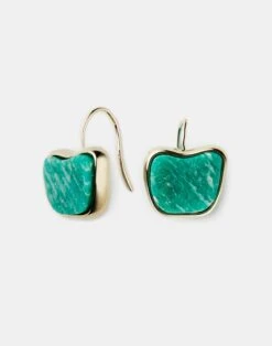 Découpé Semi-Precious Stone Drop Earrings -Chic Daily Fashion a2512 jryx viridian green multi