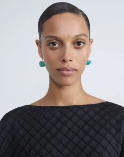 Découpé Semi-Precious Stone Drop Earrings -Chic Daily Fashion a2512 jryx viridian green multi full