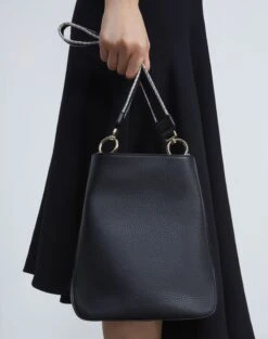 Grained Calfskin Leather 8 Knot Hobo—Small -Chic Daily Fashion a2516 hgbx black full