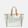 Postcards Print Canvas & Grained Calfskin Leather L Tote