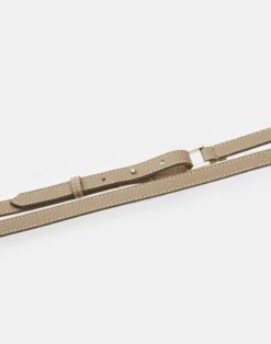 Grained Calfskin Leather Double Wrap Belt -Chic Daily Fashion a2531 bltx cadet khaki detail