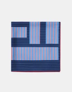 L Beam Stripe Silk Scarf -Chic Daily Fashion a2535 wvnx midnight blue multi other