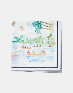 Painted Postcards Print Silk Scarf -Chic Daily Fashion a2536 wvnx white multi other