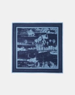 Postcards Print Cashmere-Silk Scarf -Chic Daily Fashion a2538 wvnx midnight blue multi