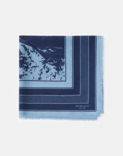 Postcards Print Cashmere-Silk Scarf -Chic Daily Fashion a2538 wvnx midnight blue multi other