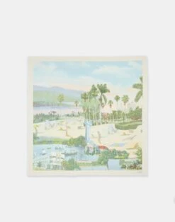 Postcards Print Cotton-Silk Scarf